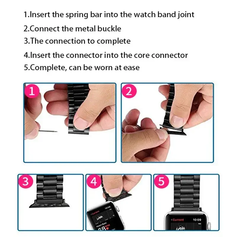 Connector Adapter for Apple Watch Series 6 40mm 49mm Band Connectors for Iwatch 44mm 45/41mm 46 Stainless Steel 10 8 7 SE 5 4 3