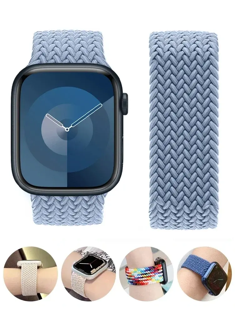 Braided Solo Loop Strap For Apple Watch Band Nylon 49mm 45 44 40 42mm 46mm Correa Bracelet iwatch Series 10 9 8 7 5 SE 6 Ultra 2
