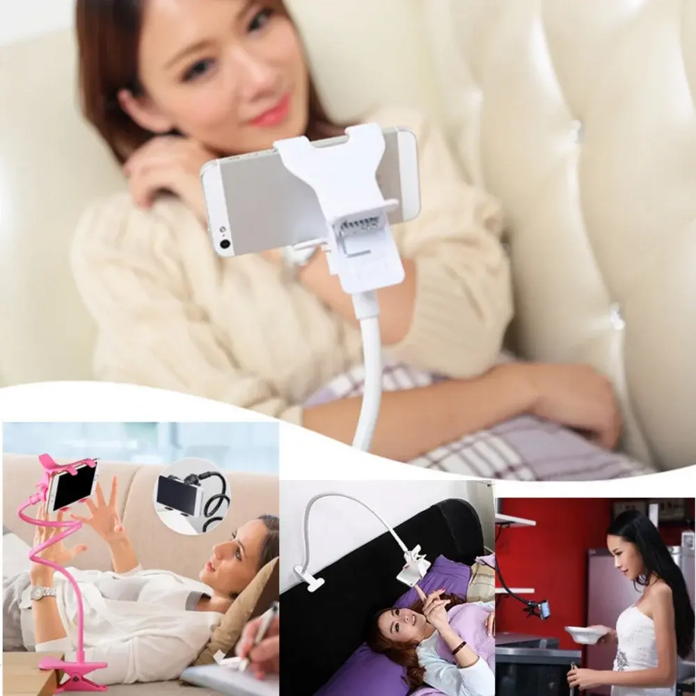 360 Rotate Clip Mobile Phone Holder Stand Portable Flexible Lazy Bed Desktop Bracket Smartphones Desk Mount Stand Base Support