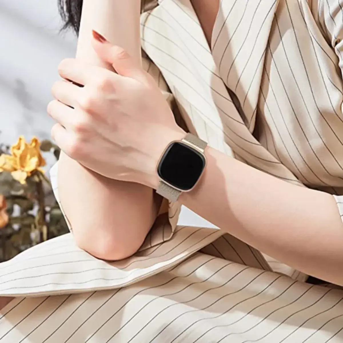 Milanese Strap for Fitbit Versa 1/2/3/4 Band Replacement Wristband Metal Stainless Steel Magnetic Loop Bracelet Accessories