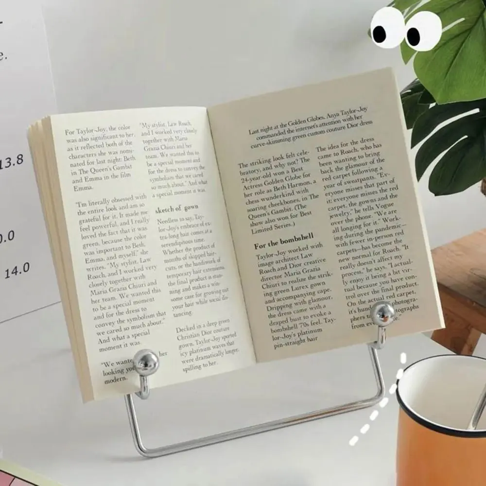 Portable Metal Flat Support Ins Style Silver Desktop Support Book Reading Stand Mobile Phone Support Desktop Ornaments