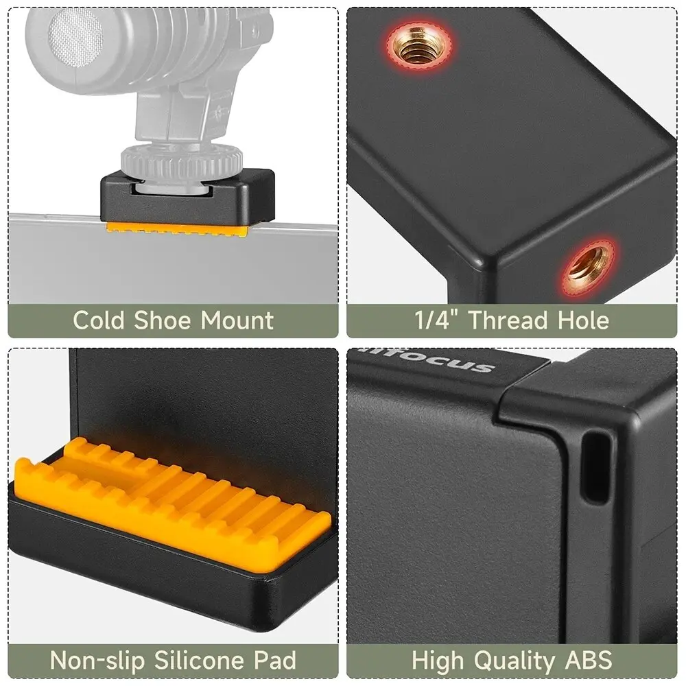 Phone Tripod Mount with Cold Shoe Mount for Microphone LED Video Light 1/4'' Screw for iPhone Samsung Galaxy OnePlus Google Pixe
