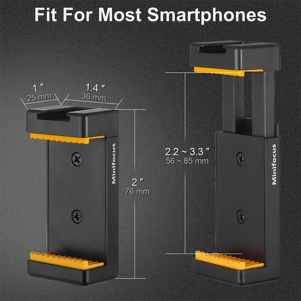 Phone Tripod Mount with Cold Shoe Mount for Microphone LED Video Light 1/4'' Screw for iPhone Samsung Galaxy OnePlus Google Pixe