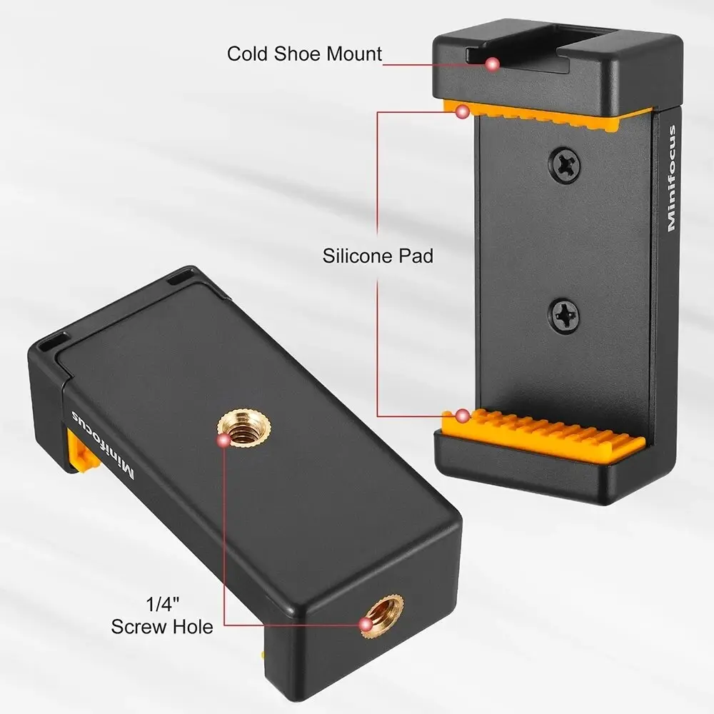 Phone Tripod Mount with Cold Shoe Mount for Microphone LED Video Light 1/4'' Screw for iPhone Samsung Galaxy OnePlus Google Pixe