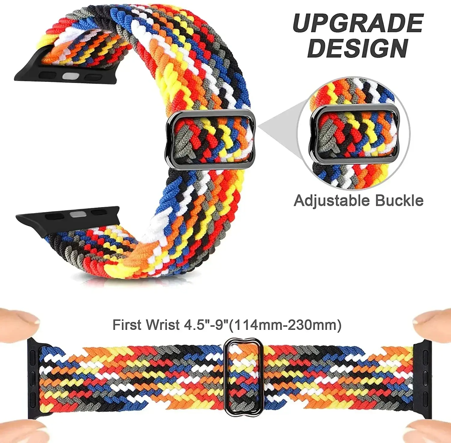 Braided Loop Strap For Apple Watch Band 42/46mm 45/41mm 38/40mm 44mm 49mm Nylon Solo Bracelet iWatch series 10 9 se 8 7 6 Ultra2