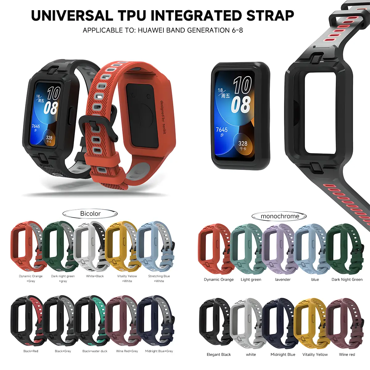 Silicone Strap for Huawei Band 9 8 7 6 Smart Watch Replacement Bracelet Sport Breathable Strap for Huawei Band 9/8/7/6 Accessory
