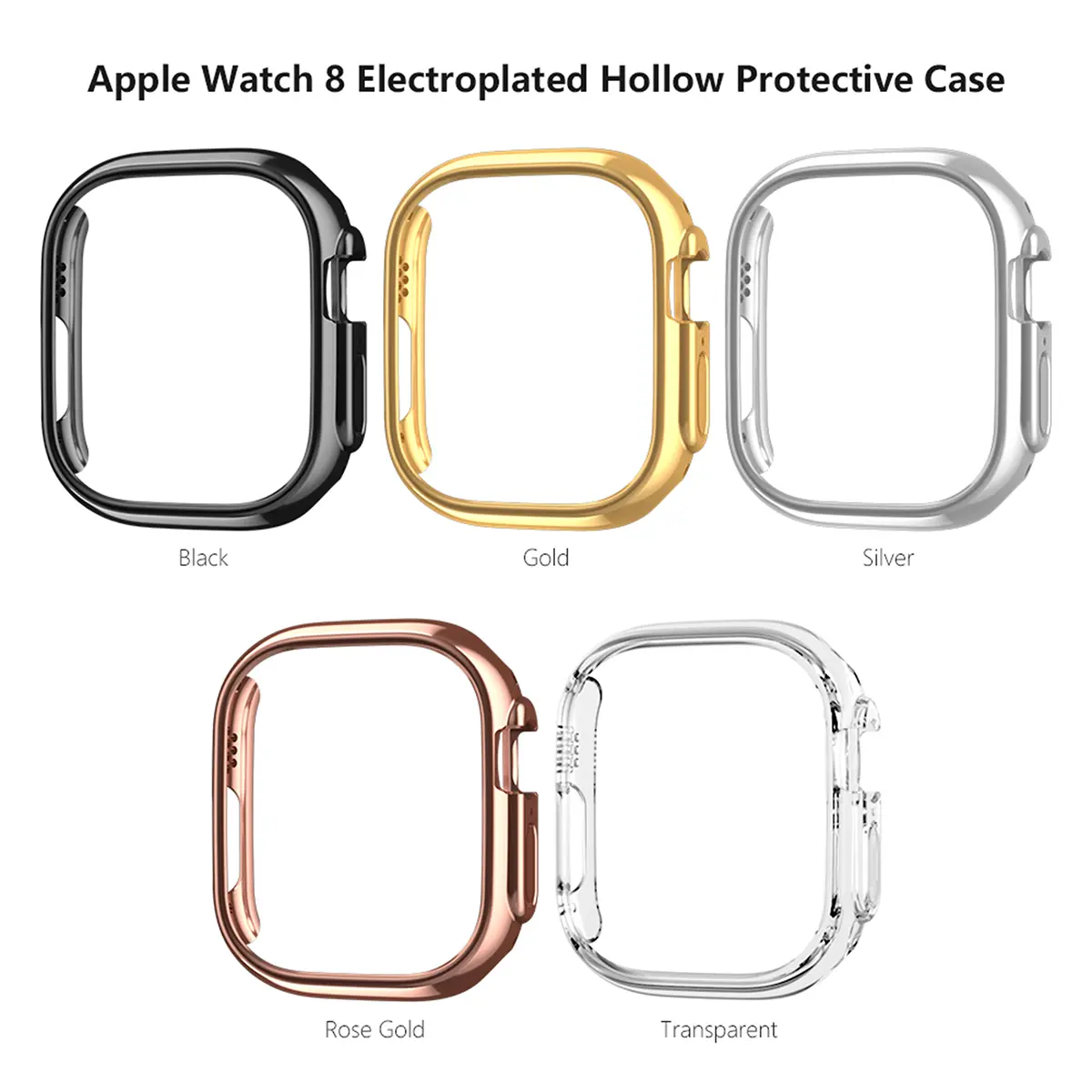 Shockproof Gold PC Case Protective Cover for Apple Watch Series 10 9 8 7 6 5 4 3 2 1 Ultra 49mm 45mm 41 46 42mm No Screen Glass