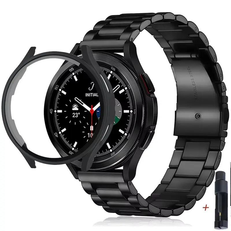 Band+Case for Samsung Galaxy Watch 6 5 4 44 40mm 4/6 Classic 46 42mm Stainless Steel Bracelet Galaxy Watch 3 5 Pro 41 45mm Strap