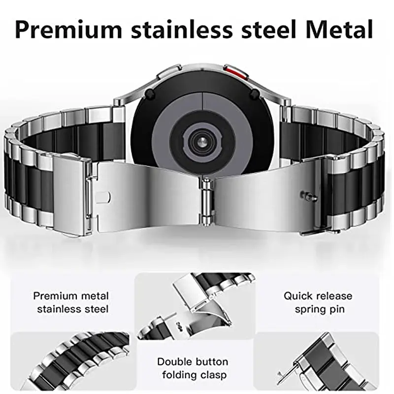 Band+Case for Samsung Galaxy Watch 6 5 4 44 40mm 4/6 Classic 46 42mm Stainless Steel Bracelet Galaxy Watch 3 5 Pro 41 45mm Strap