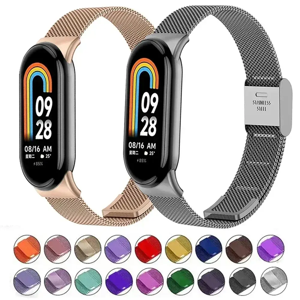 Stainless Steel Strap for Xiaomi Mi 9 8 Band Metal Milanese Bracelet on Mi Band 8 Wristband for Mi Band 9 8 Strap Accessories