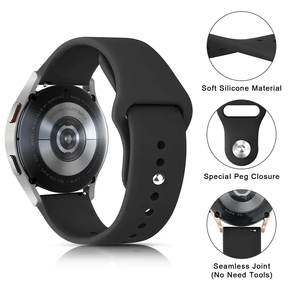 20mm 22mm strap For Samsung Galaxy watch 7/6/5/4/6Classic/5 pro/4/Active 2 Silicone bracelet Huawei watch GT 4-2-2e-3-3 pro band