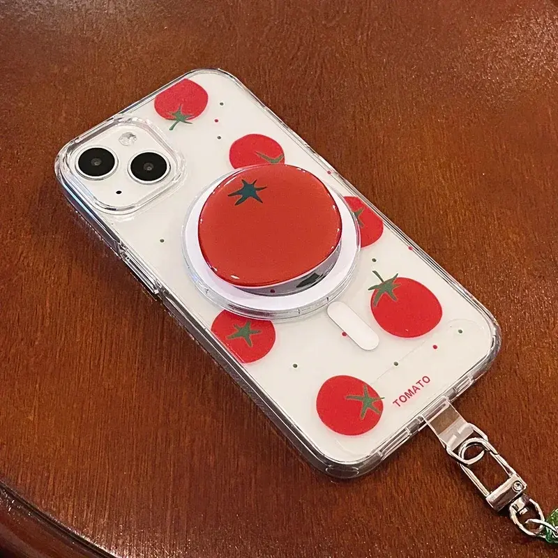Korean Cute Cartoon Tomato Magnetic Holder Grip Tok Griptok Phone Stand Holder Support for IPhone 16 for Pad Magsafe Smart Tok