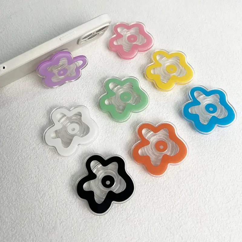 Transparent Flowers Phone Grip Tok Holder Socket Phone Bracket Finger Ring For IPhone Samsung Griptok Support Telephone Portable