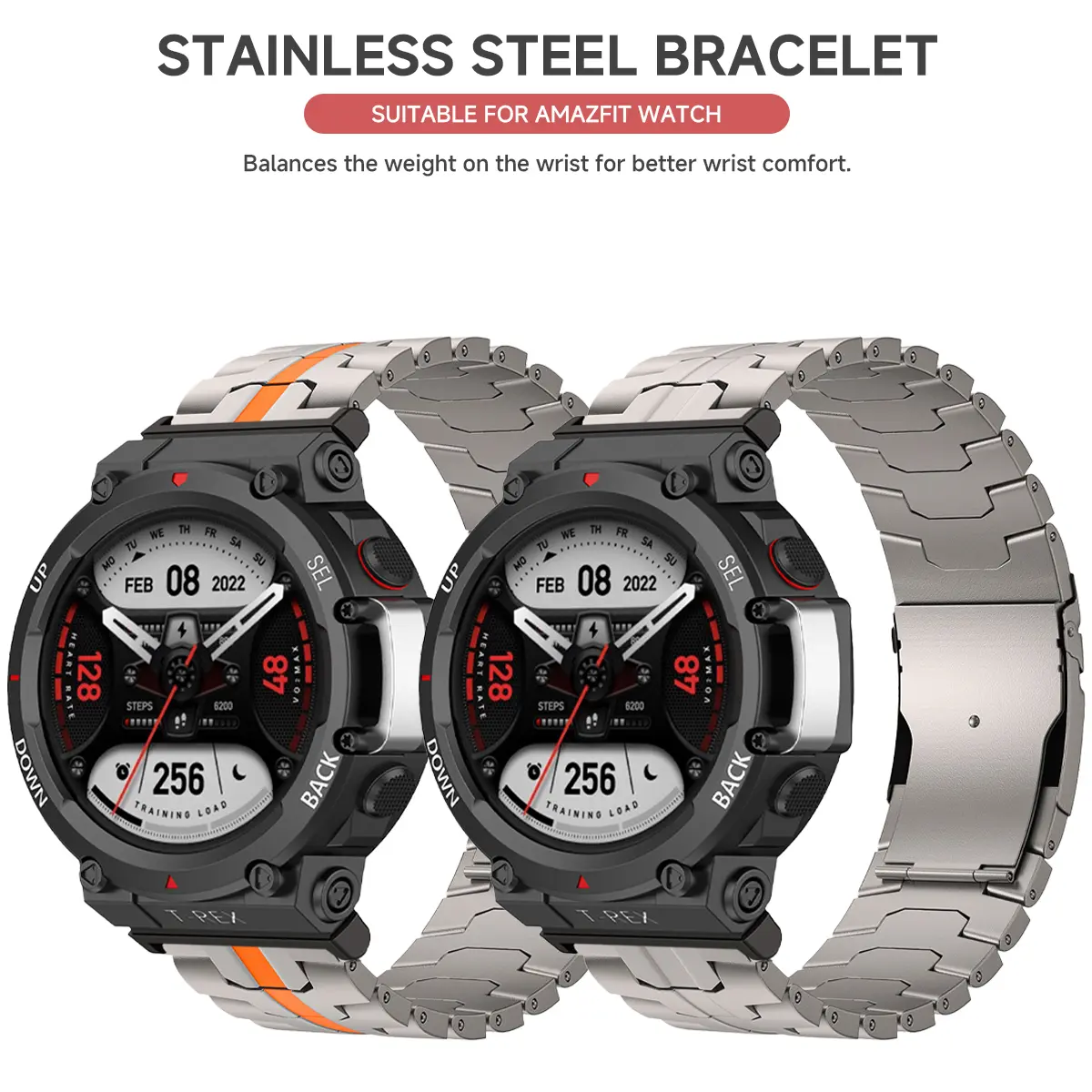 Metal Bracelet For Amazfit T-REX 3/2 Correa Business Stainless Steel Band for Amzafti T-REX3 Bracelet T-REX/T-REX Pro Wristband