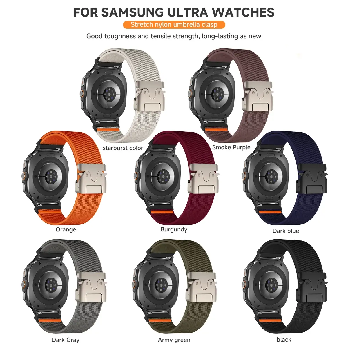 Nylon Strap for Samsung Galaxy Watch Ultra 47mm Sport Braided Elastic Bracelet wristband for Galaxy watch7 ultra Band Accessorie