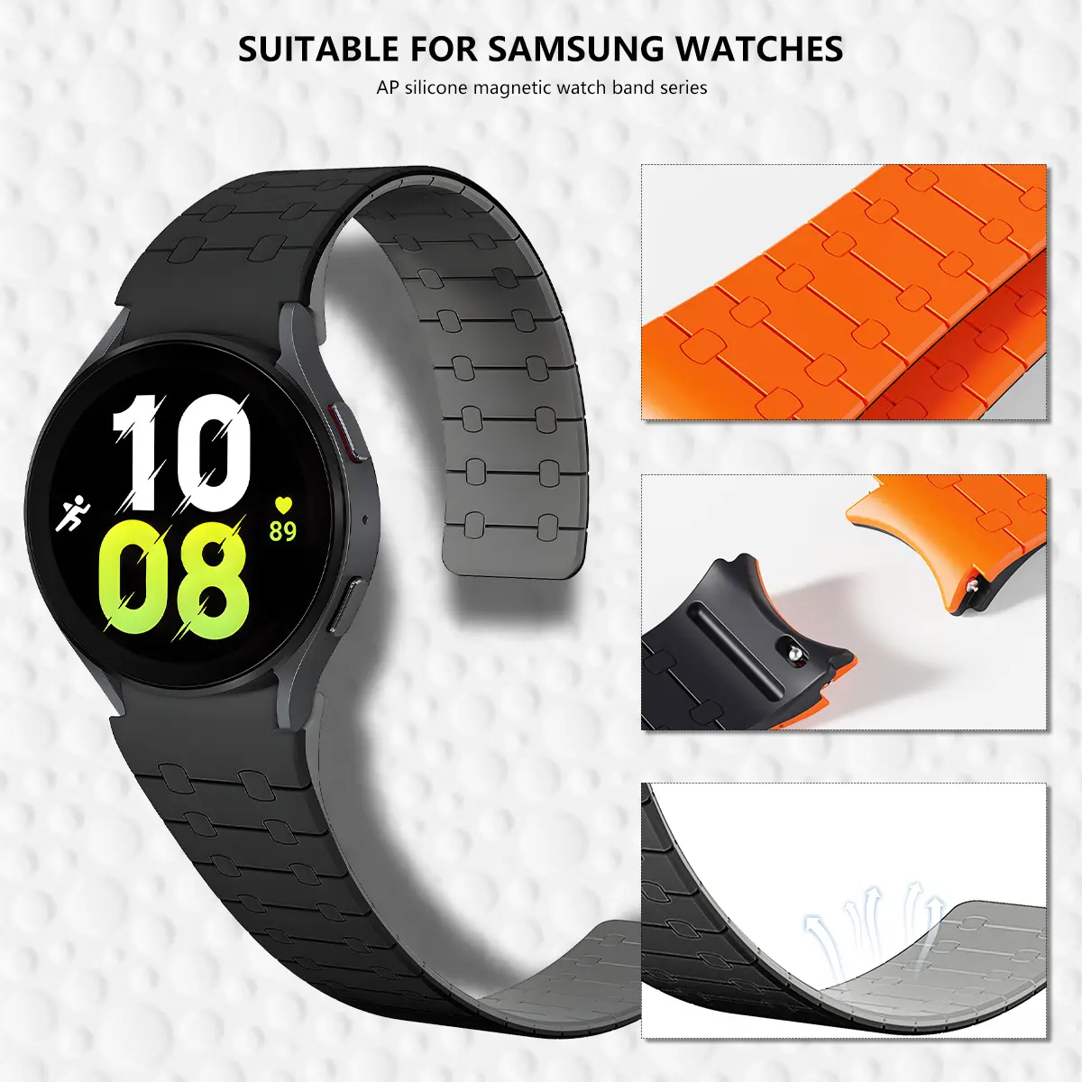 20mm No Gaps Silicone Band for Samsung Watch Galaxy4 6 Classic 43mm 47mm 42 46mm 6 5 4 44 40mm Magnetic Strap 5Pro 45mm Bracelet