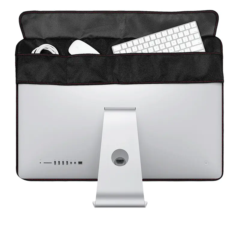Dustproof Cover Waterproof PU Leather Protective with 3PCS Pockets for 21 27 inch Apple iMac Macbook LCD Screen Computer Monitor