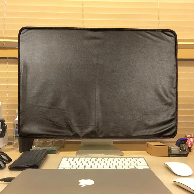 Dustproof Cover Waterproof PU Leather Protective with 3PCS Pockets for 21 27 inch Apple iMac Macbook LCD Screen Computer Monitor