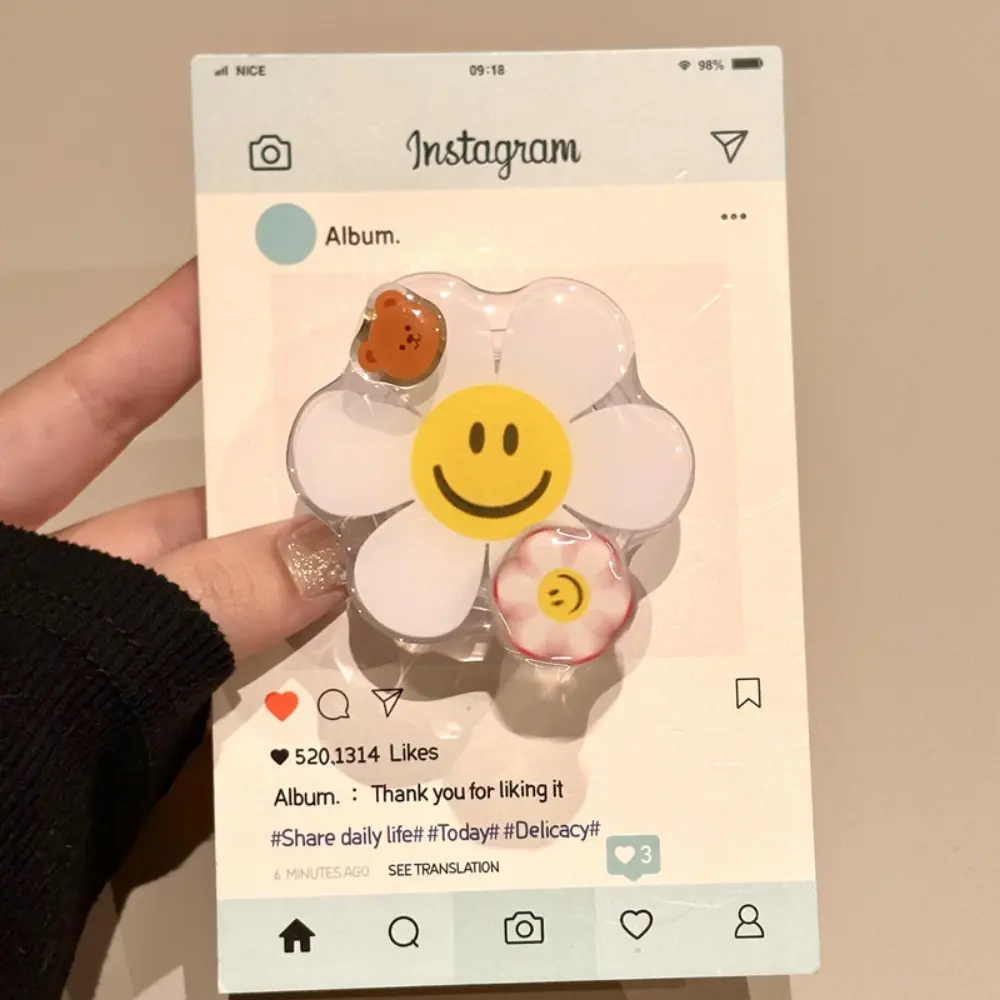 INS Cute Cartoon Rotate Flower Grip Tok Griptok Phone Holder  Stand Support For iPhone Samsung Universal Accessories Holder