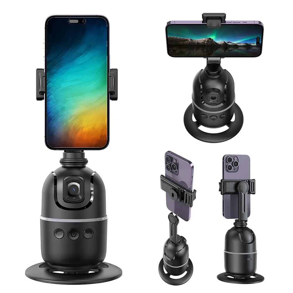 Auto Face Tracking Tripod 360° Rotation Auto Tracking Phone Holder Rechargeable Smart Shooting Stand for Tiktok Video Recording