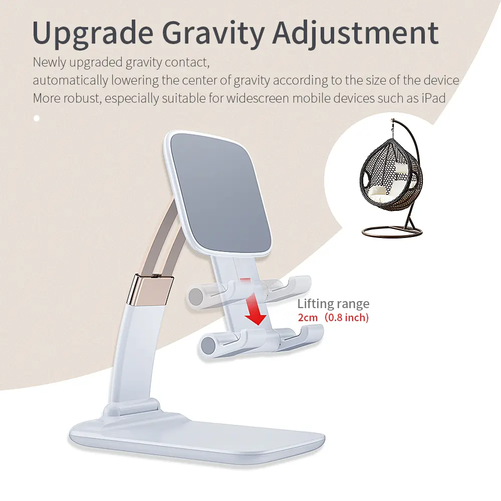 Essager Foldable Desk Phone Holder Stand For iPhone 12 iPad Xiaomi Adjustable Gravity Metal Table Desktop Cell Smartphone Stand