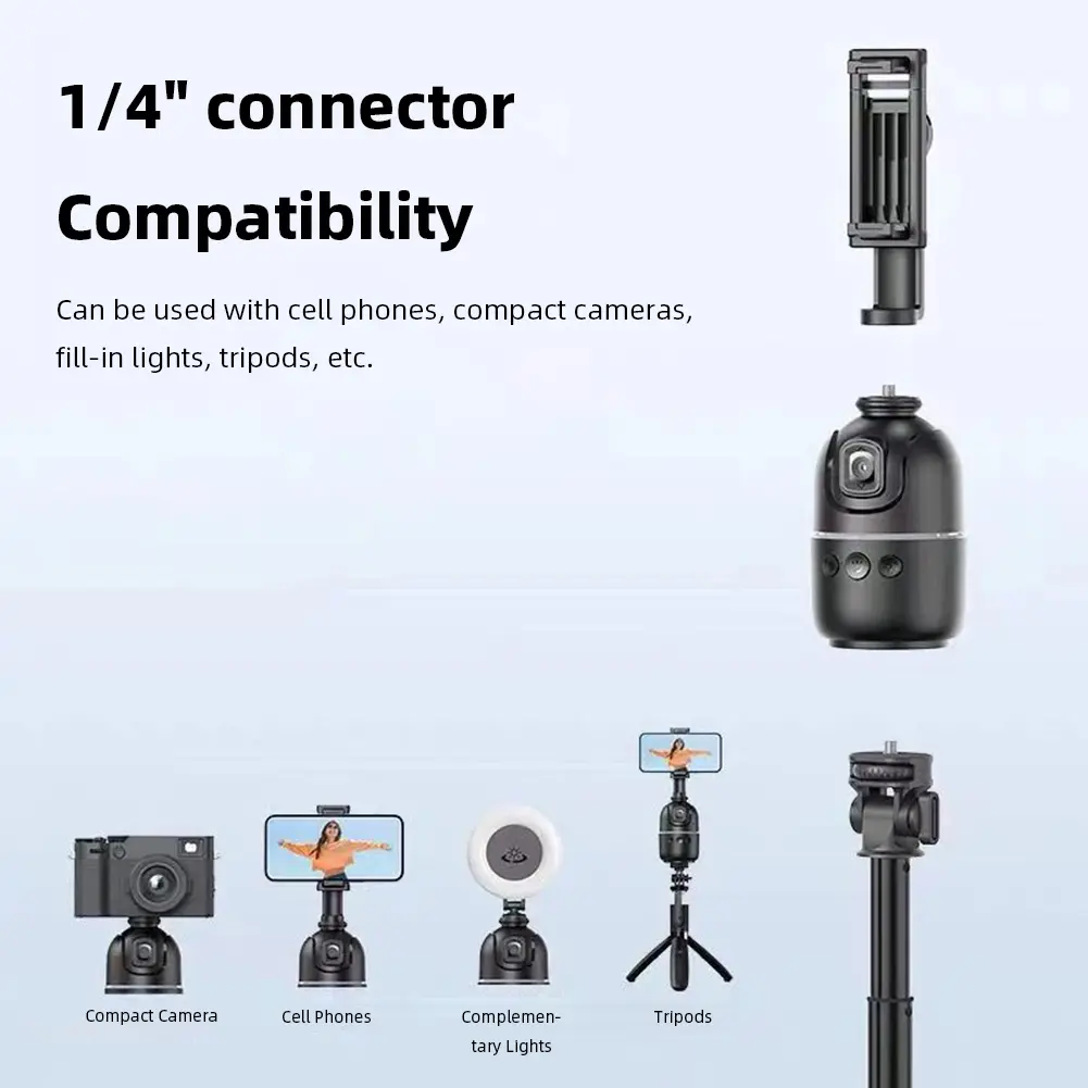 Auto Face Tracking Tripod 360° Rotation Auto Tracking Phone Holder Rechargeable Smart Shooting Stand for Tiktok Video Recording