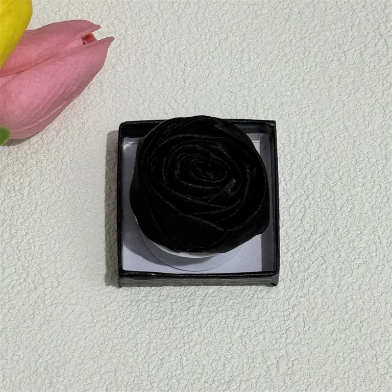 High Quality Handmade Satin Fabric Rose Flower Mobile Phone Stand Holder Grip Tok Support Flora Universal Case Cover Bracket