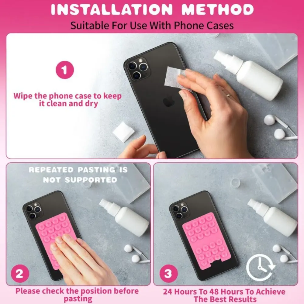 Phone Card Holder Suction Cup Phone Mount Wallet Back Adhesive Silicone Sucker Phone Accessories Strong Adsorption Hand-Free