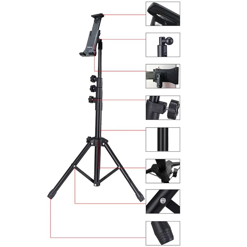 Tripod Floor Stand for iPad pro 12.9 air 2 3 4 20 To 50 Inch Adjustable Tablet Mount for iPhone 12 mini pro promax mobile phone