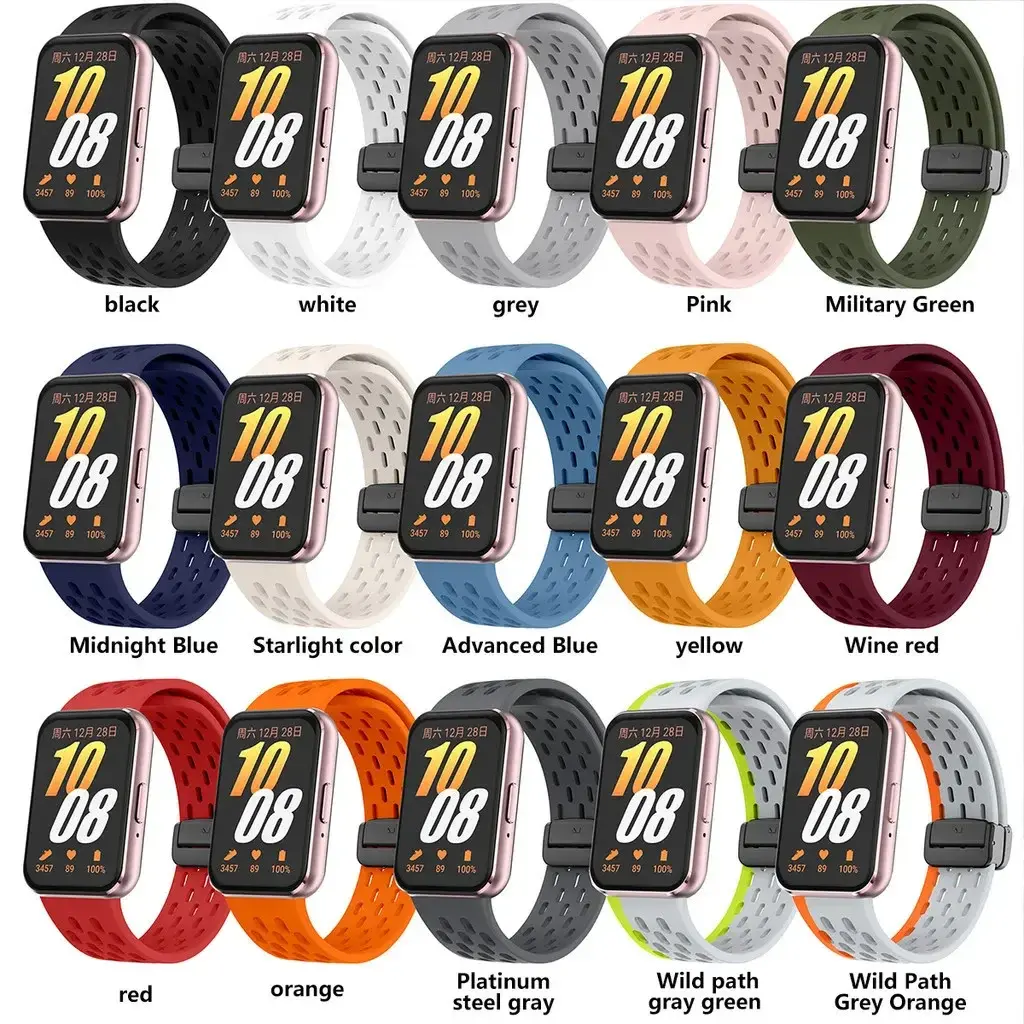 Magnetic D Buckle Sports Silicone Band For Samsung Galaxy Fit 3 Fit3 SM-R390 Replacement Strap Wristband Bracelet Accessories