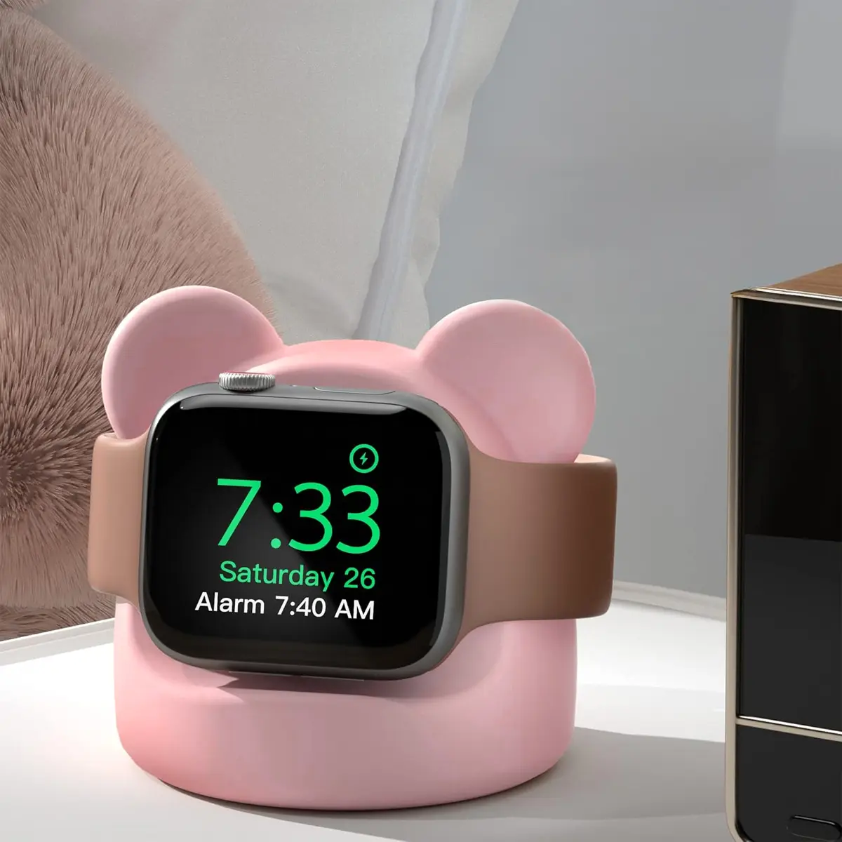 Charger stand+USB cable for Apple Watch Series 10 9 8 7 6 SE 5 4 iWatch silicone 46 45 44mm 42mm 41mm 40mm Watch charging stand