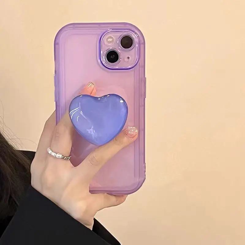 Cute 3D Glossy Love Heart Phone Socket Holder Finger Grip Tok Bracket For iPhone 14Pro Samsung Universal Folding Stand Griptok