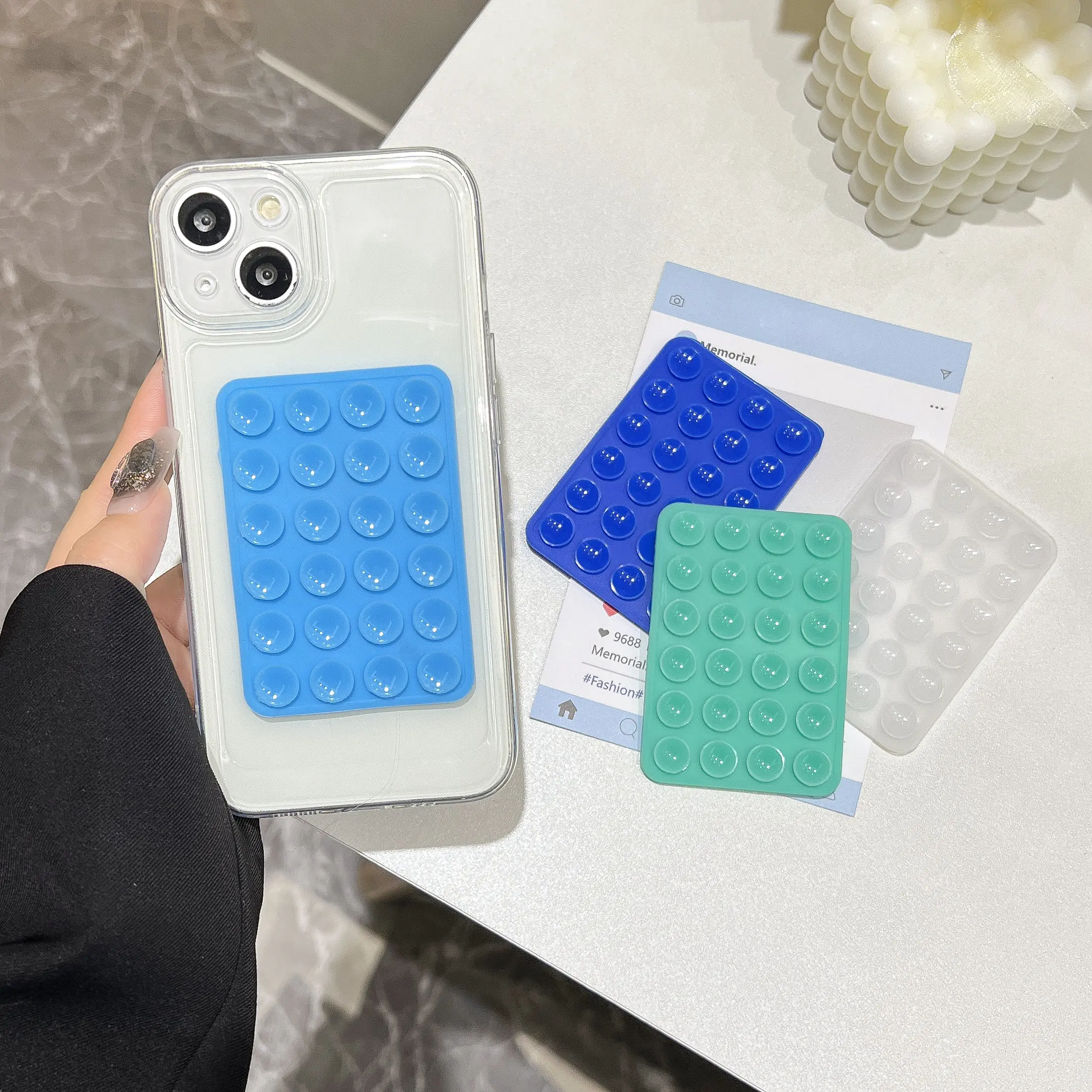 Candy Color Suction Cup Silicone Phone Backed sticker Suction Pad phone holder Backed Adhesive Rubber Sucker Pad For Fixed Pad