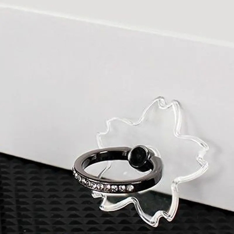 Transparent Sakura Finger Ring Stand Sticker Folding 360 Degree Rotation Cute Clear Ring Holder for iPhone Samsung Xiaomi Huawei
