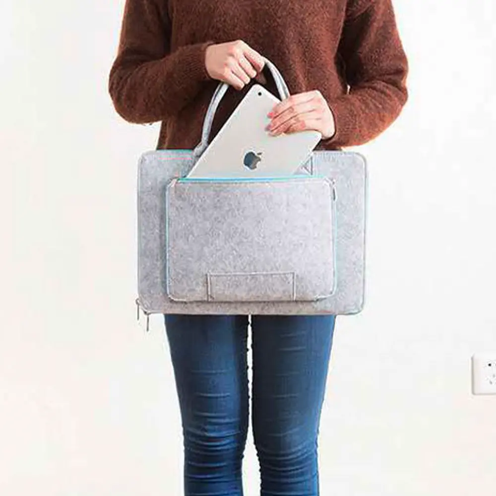 Wool Felt Laptop Sleeve Bag 11-15 Inch Briefcase Hand Bags for IPAD Macbook Pro Notebook Wear-resistant Notebook Liner Package