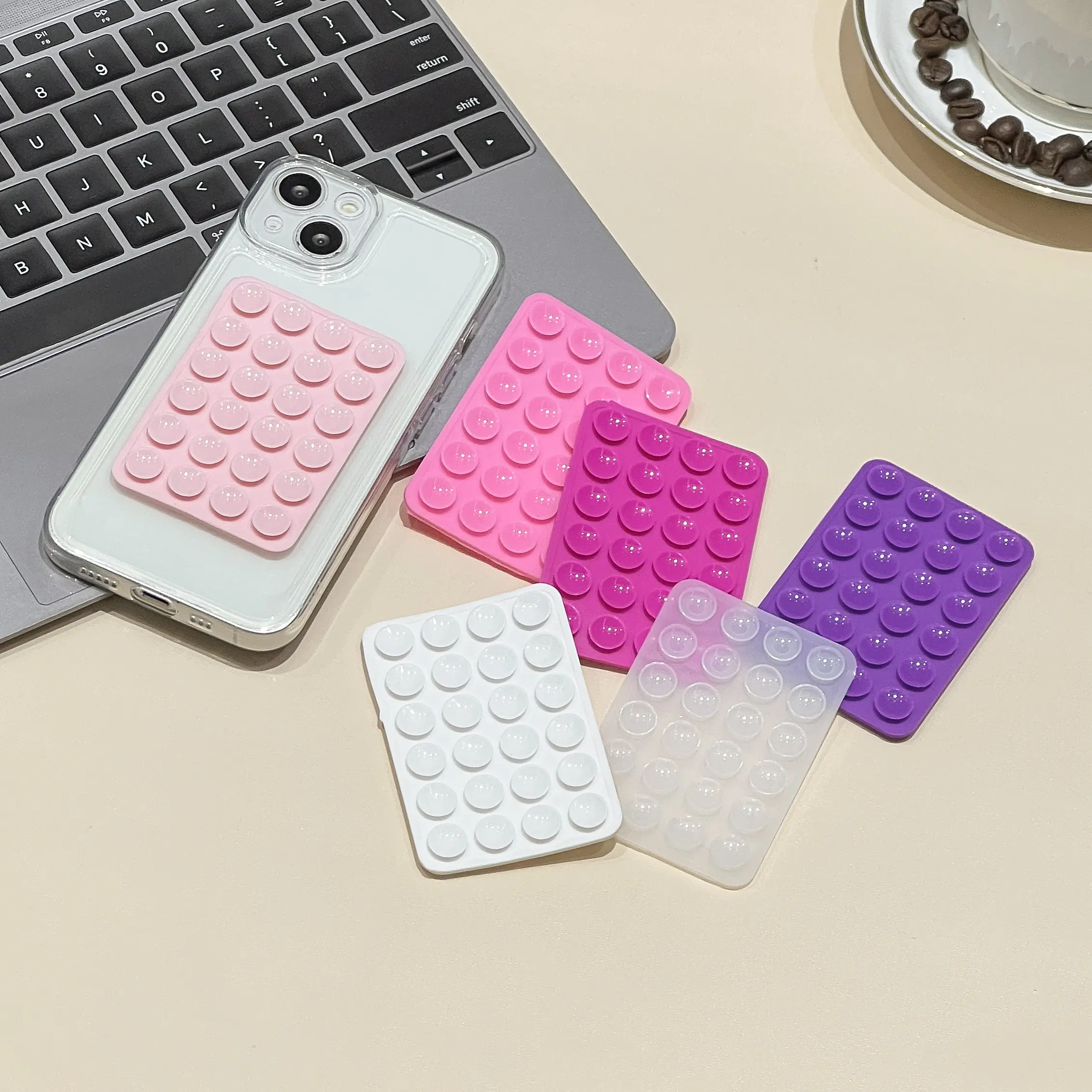 Candy Color Suction Cup Silicone Phone Backed sticker Suction Pad phone holder Backed Adhesive Rubber Sucker Pad For Fixed Pad