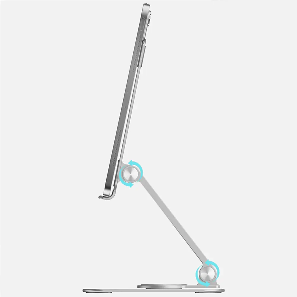 Aluminum Tablet Stand Adjustable Swivel for iPad Pro with 360 Rotating Base Foldable Desktop Stand Holder Compatible All Tablet