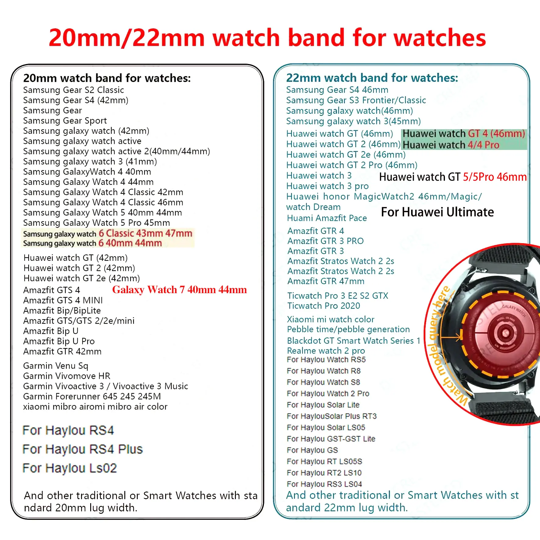 20 22mm Strap for Samsung Galaxy Watch 7 6 5 4 Band 40/44mm 5Pro Active 2 Gear S3 Braided Elastic Bracelet for Huawei GT2/3 4Pro