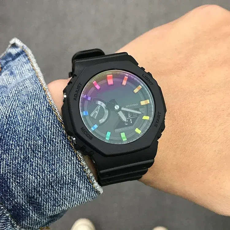 Casioak Rainbow Tempered Glass Screen Protector For GA2100 GA2110 Watch Protective Film For GMAS2100 DW-5600 Series Anti-Scratch