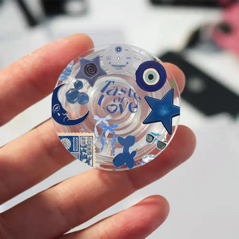 Summer Cartoon Turtle Pattern Folding Mobile Phone Grip Stand Holder For iPhone 16 15 Samsung Cool Ocean Clear Griptok Bracket