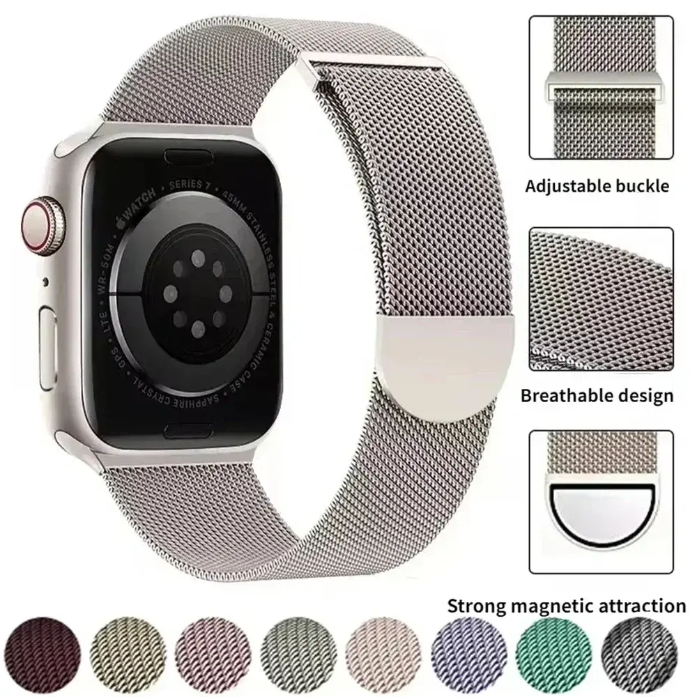 Milanese strap For Apple Watch bands 46mm 49mm 45mm 44mm 42mm 41mm 40mm Bracelet iwatch Series 10 9 3 4 6 5 SE 7 8 Ultra2 Correa