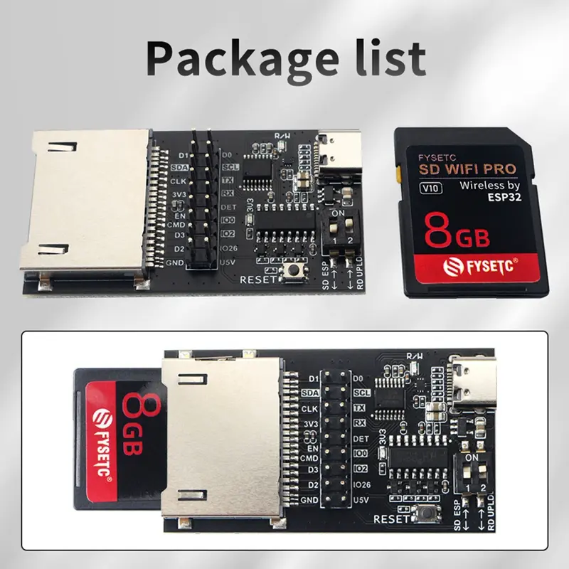 FYSETC SD WIFI Pro Wireless Transmission Base On ESP32 With 8GB Card , Uploader Support Websever For 3D Printer