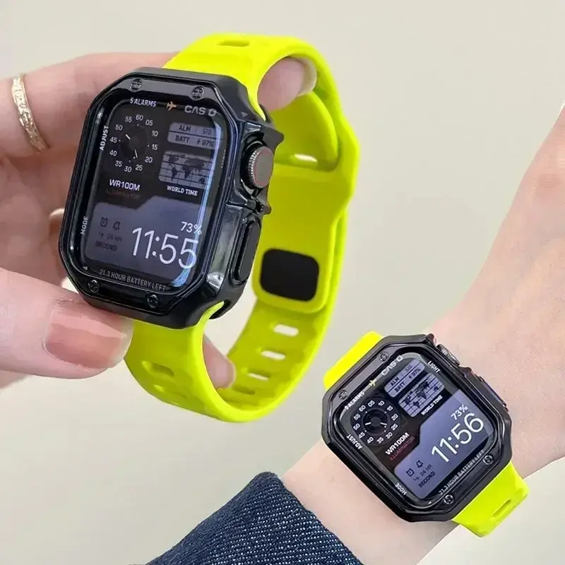 Soft Silicone Strap+Case For Apple Watch Band 49mm 46mm 45mm 42mm Bracelet Correa iWatch Ultra 2 38mm 40mm 41mm Watchband 10 9 8