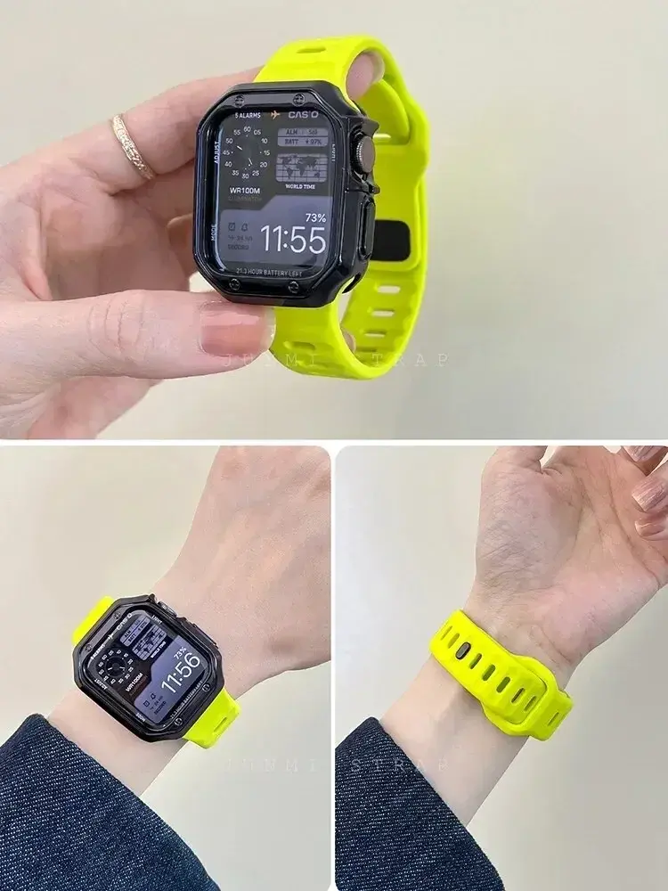 Soft Silicone Strap+Case For Apple Watch Band 49mm 46mm 45mm 42mm Bracelet Correa iWatch Ultra 2 38mm 40mm 41mm Watchband 10 9 8
