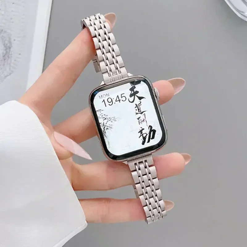 Slim Metal Bracelet For Apple Watch Band 46mm 42mm 45/41mm 44/40mm Stainless Steel Strap For iWatch Series 10 9 8 7 6 Ultra 49mm