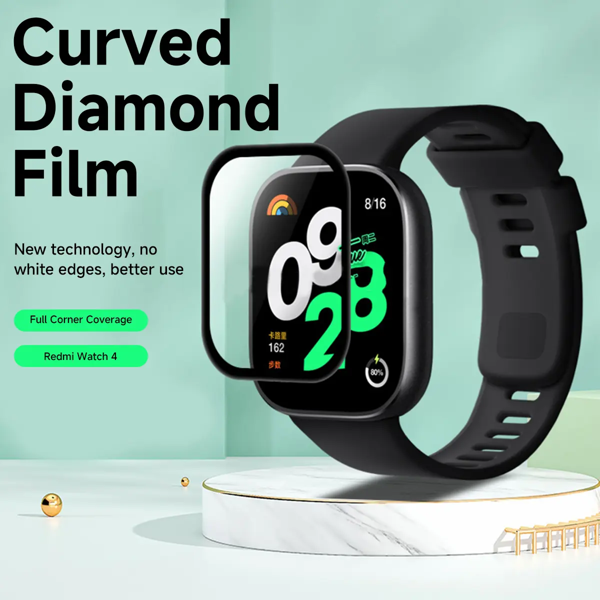 20D Screen Protector for Mi Redmi Watch 4 Anti-scratch Film for Redmi Watch 4 Full Coverage Ultra-HD Protective Film (Not Glass)