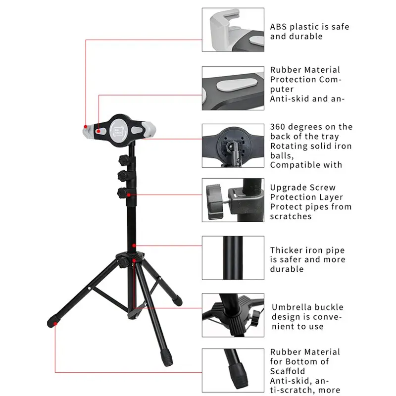 Newest Adjustable Tripod Floor Tablet Stand Holder For 9.7-15 Inch Tablet Tripod Mount Support For Ipad Air Pro 12.9 Xiaomi Pad