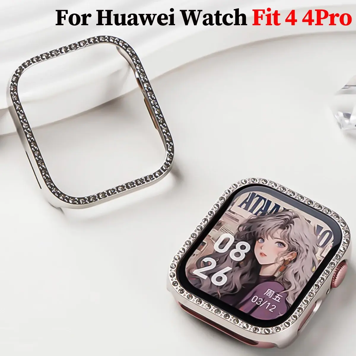 PC Hollowed Case for Huawei Watch Fit 4Pro Bling Diamond Crystal Protective Cover for Huawei Watch Fit 4 Watch Accessories 2025