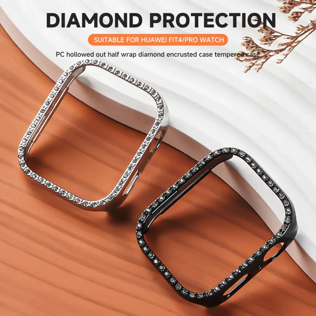 PC Hollowed Case for Huawei Watch Fit 4Pro Bling Diamond Crystal Protective Cover for Huawei Watch Fit 4 Watch Accessories 2025