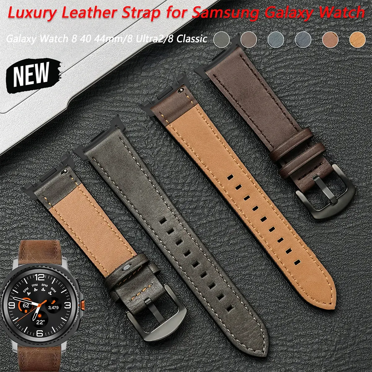 New Leather Strap for Samsung Galaxy Watch 8 Ultra2 Quick Release Band for Samsung Galaxy 8 Classic Leather Bracelet Accessories
